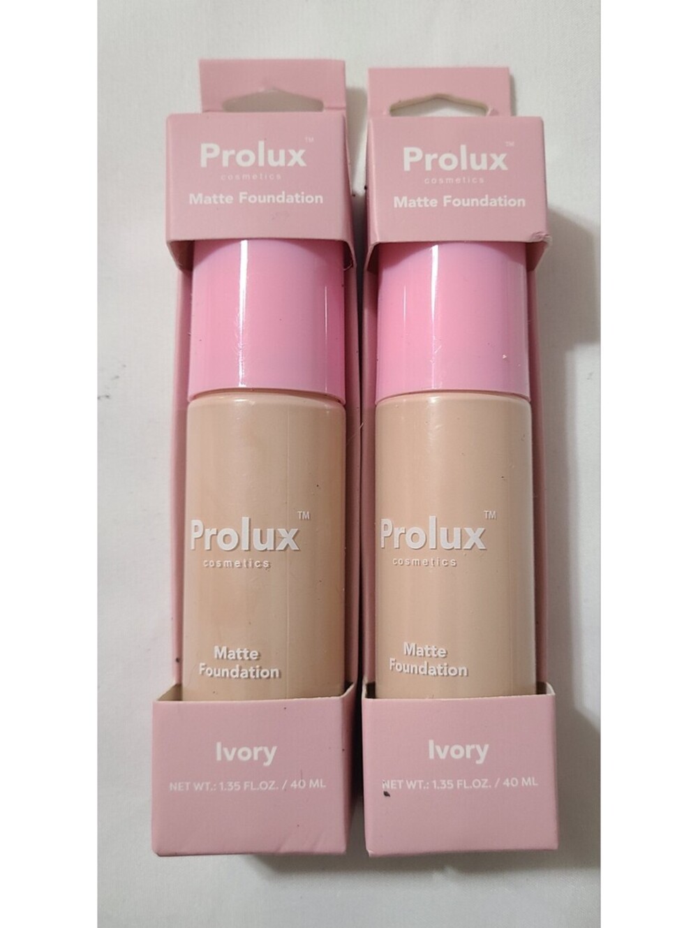 2pk Prolux Cosmetics Matte Foundation  Ivory Shade Face Skin Makeup Coverup NEW